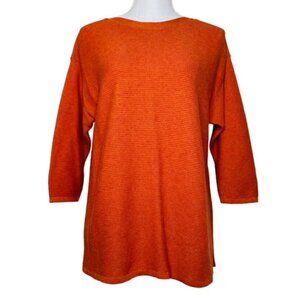 CHICO'S Burnt Orange Ribbed Knit Top - Size Medium